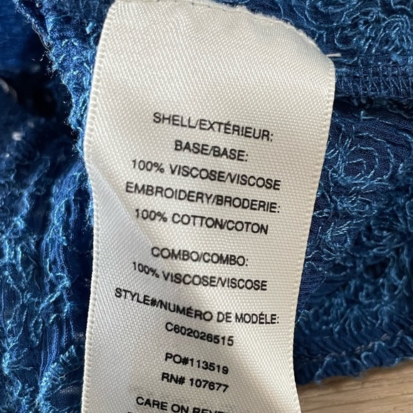 Alive & Olivia Blue Boho Summer Top with White Stitching. Size XS - Picture 8 of 10